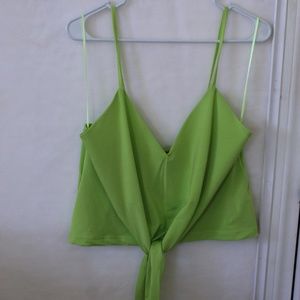 Neon Green Front Tie Crop Top